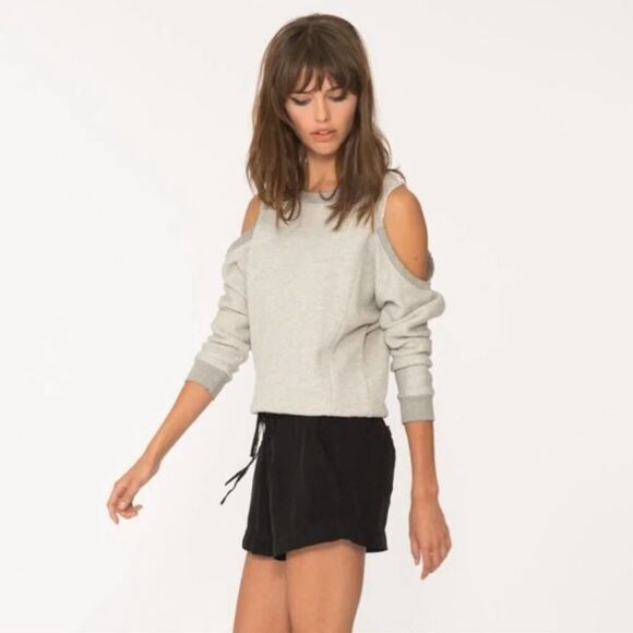 n:PHILANTHROPY Gray Long Sleeve Cold Shoulder maia Sweatshirt Size Small s - Picture 3 of 10